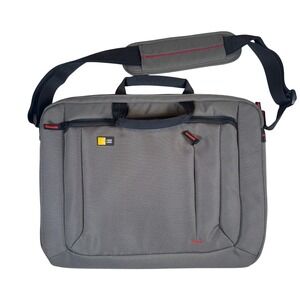 Case Logic 15.6" Laptop Messenger Bag Gray DLC-115 Padded Tech Case Red‎ Lining